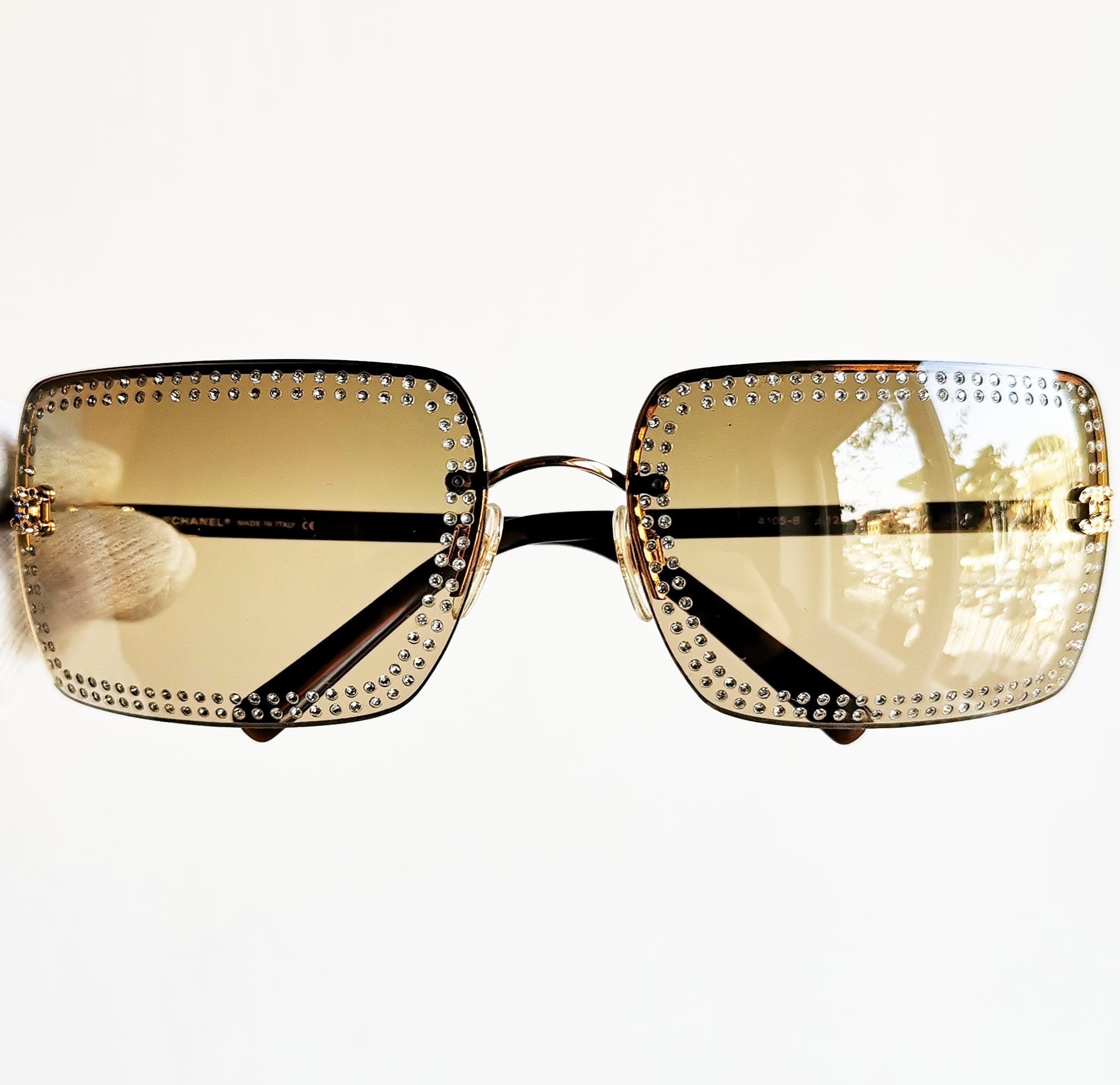CHANEL vintage sunglasses rare oval small tiny orange black gold  rectangular frame 2105 Rihanna Migos Lady Gaga Kylie Jenner Bella Hadid 90s