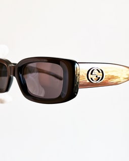 GUCCI Vintage Sunglasses Red Burgundy Silver GG Logo GG2409/S Oval