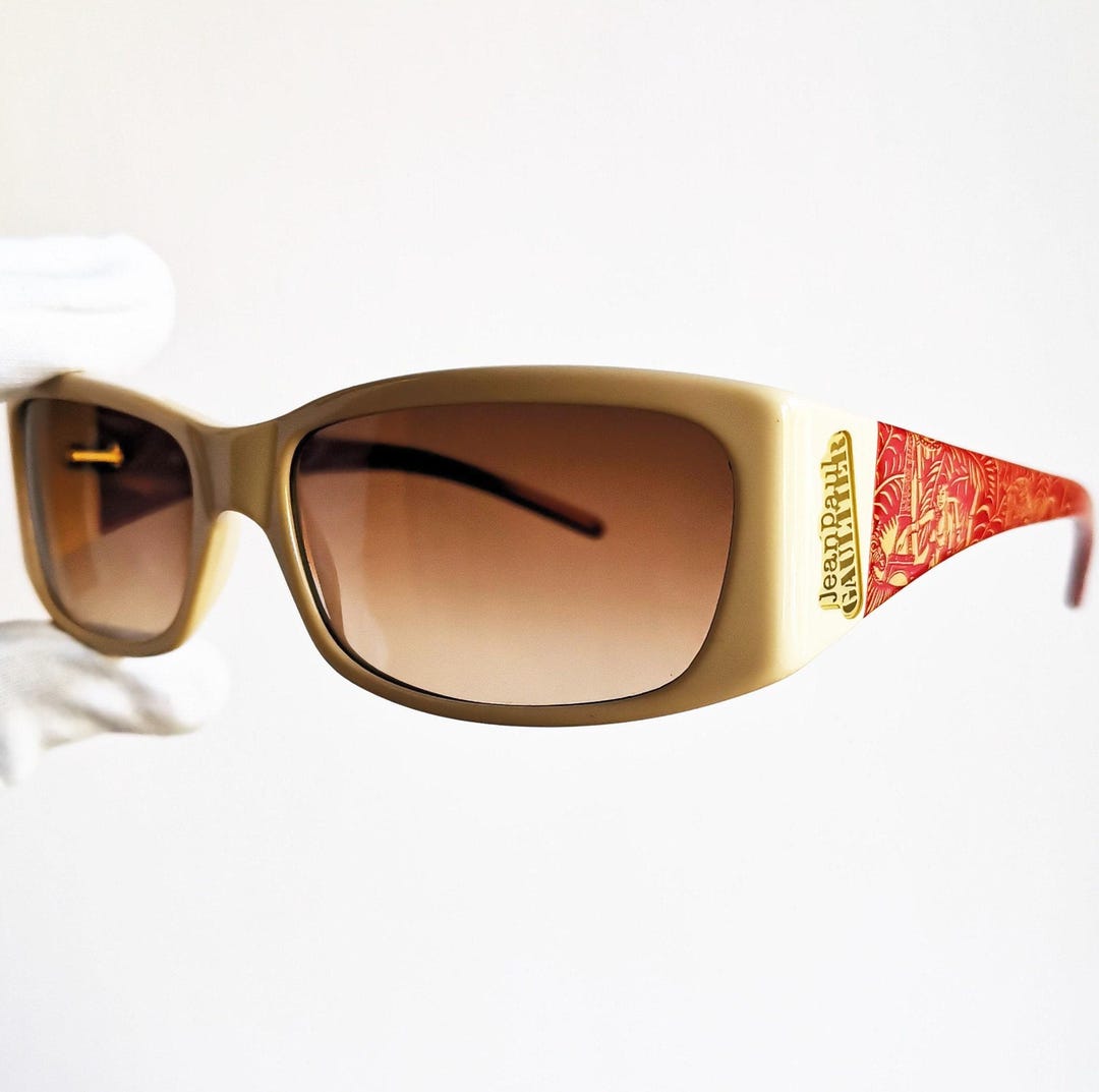 JEAN PAUL GAULTIER Vintage Sunglasses Jpg White Red SJP500 Zebra