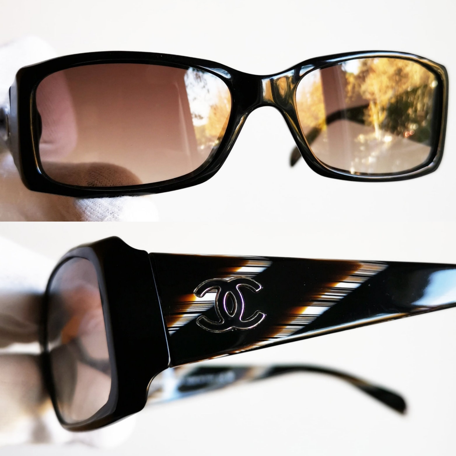 CHANEL Vintage Sunglasses Rare Rectangular Square Oval Black CHANEL Vintage Sunglasses Rare Rectangular Square Oval Black