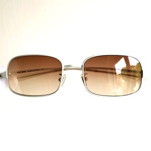 MIU MIU vintage sunglasses white rectangular oval squared SMU56 frame 90s y2k brown lenses New NOS Migos designer Bella Hadid Kylie Jenner