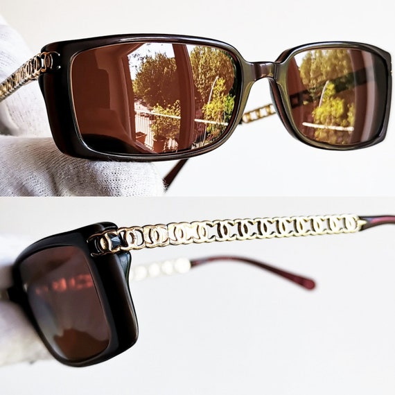 CHANEL vintage sunglasses rare rectangular oval r… - image 3