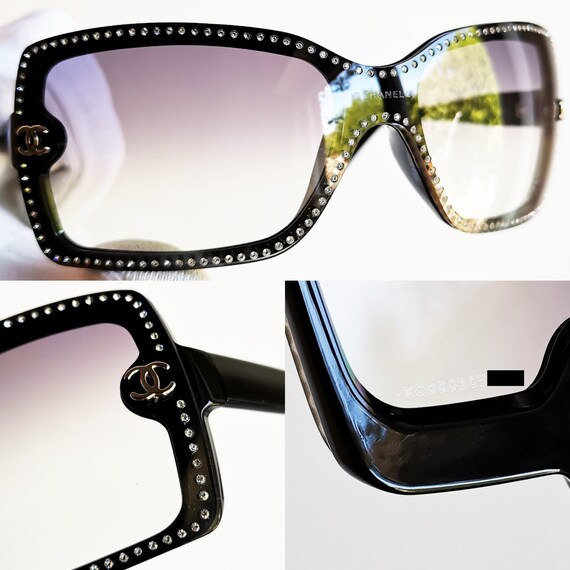 CHANEL vintage Sunglasses rare wrap mask oval squ… - image 3