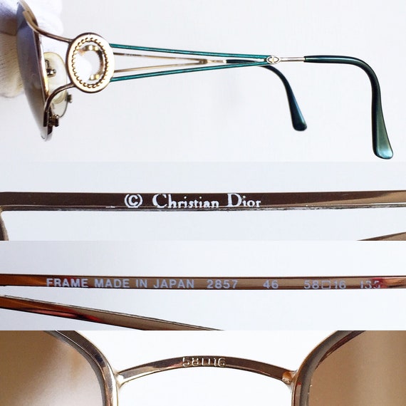 DIOR vintage sunglasses rare oval gold green 2857… - image 4