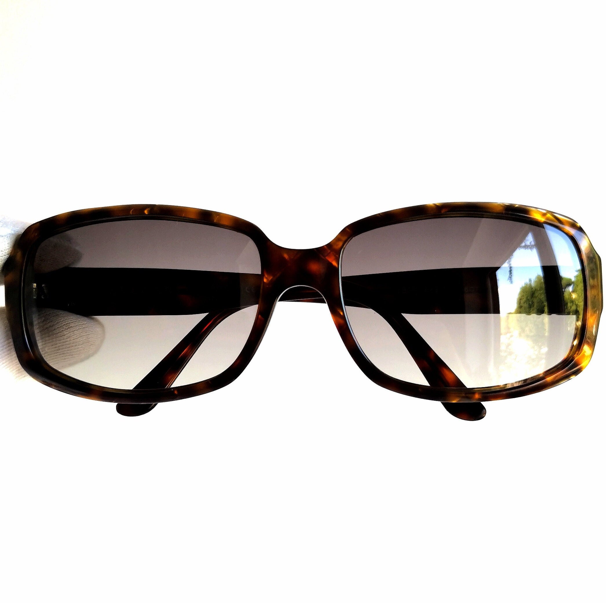 BVLGARI Vintage Sunglasses Tortoise Brown Gold Silver Oval Square