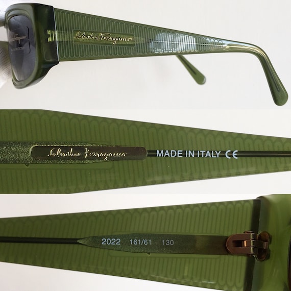 FERRAGAMO vintage sunglasses green oval wrap rect… - image 4