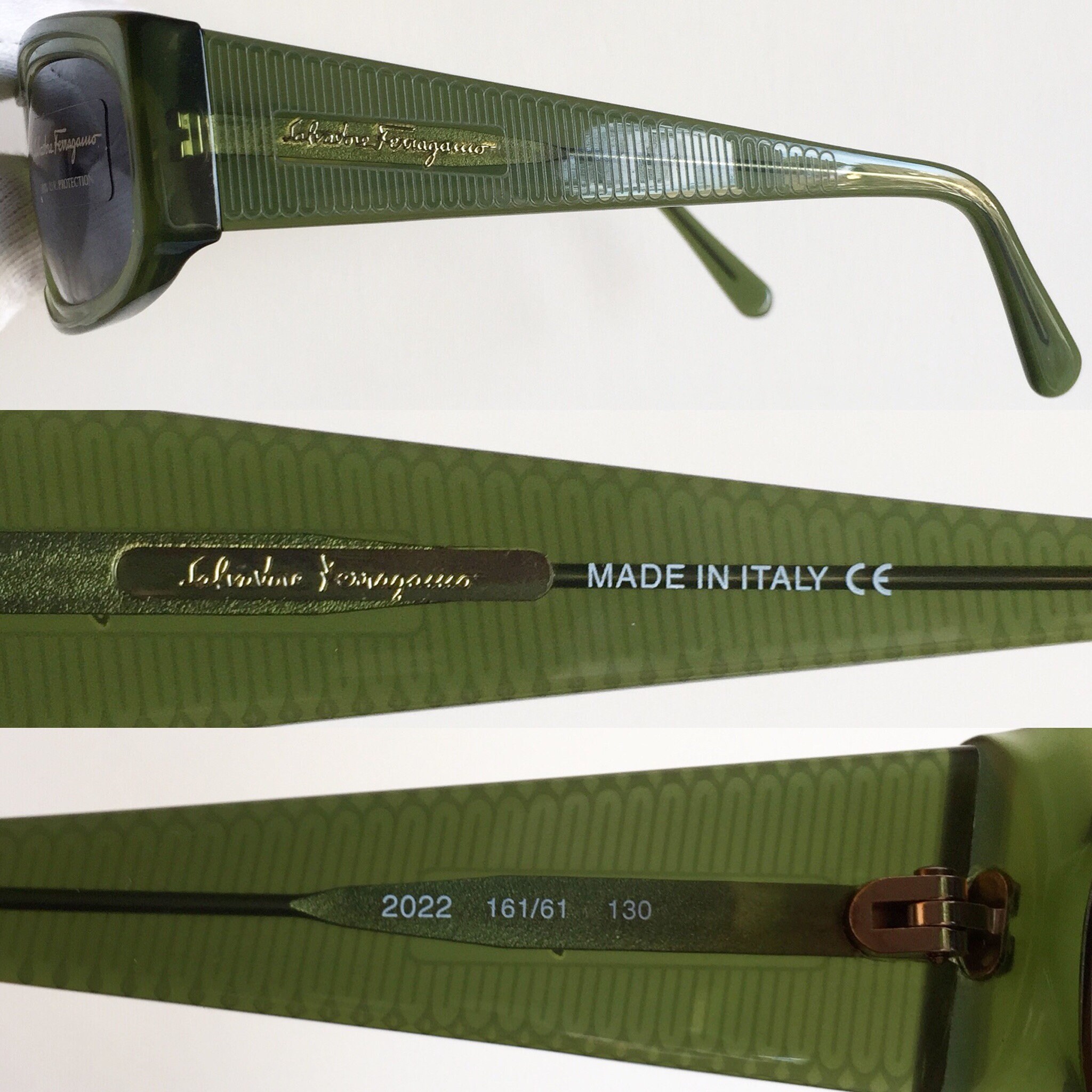 FERRAGAMO Vintage Sunglasses Green Oval Wrap Rectangular  display picture 3
