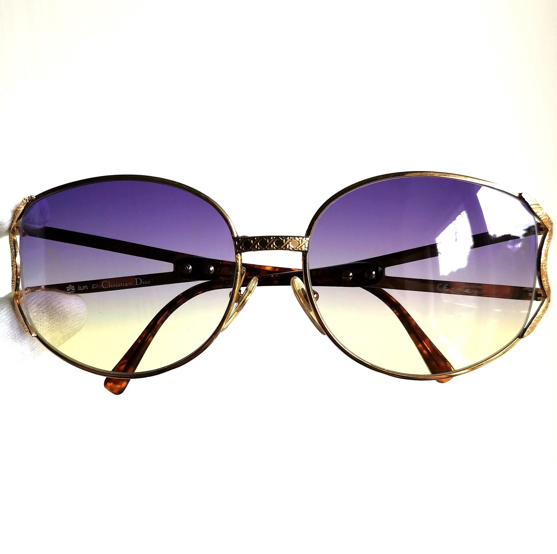 Dior Gold and Purple Aviator Shades Dior Blue Gold Tone Dioround Aviator Sunglasses 57mm Purple  main image 4