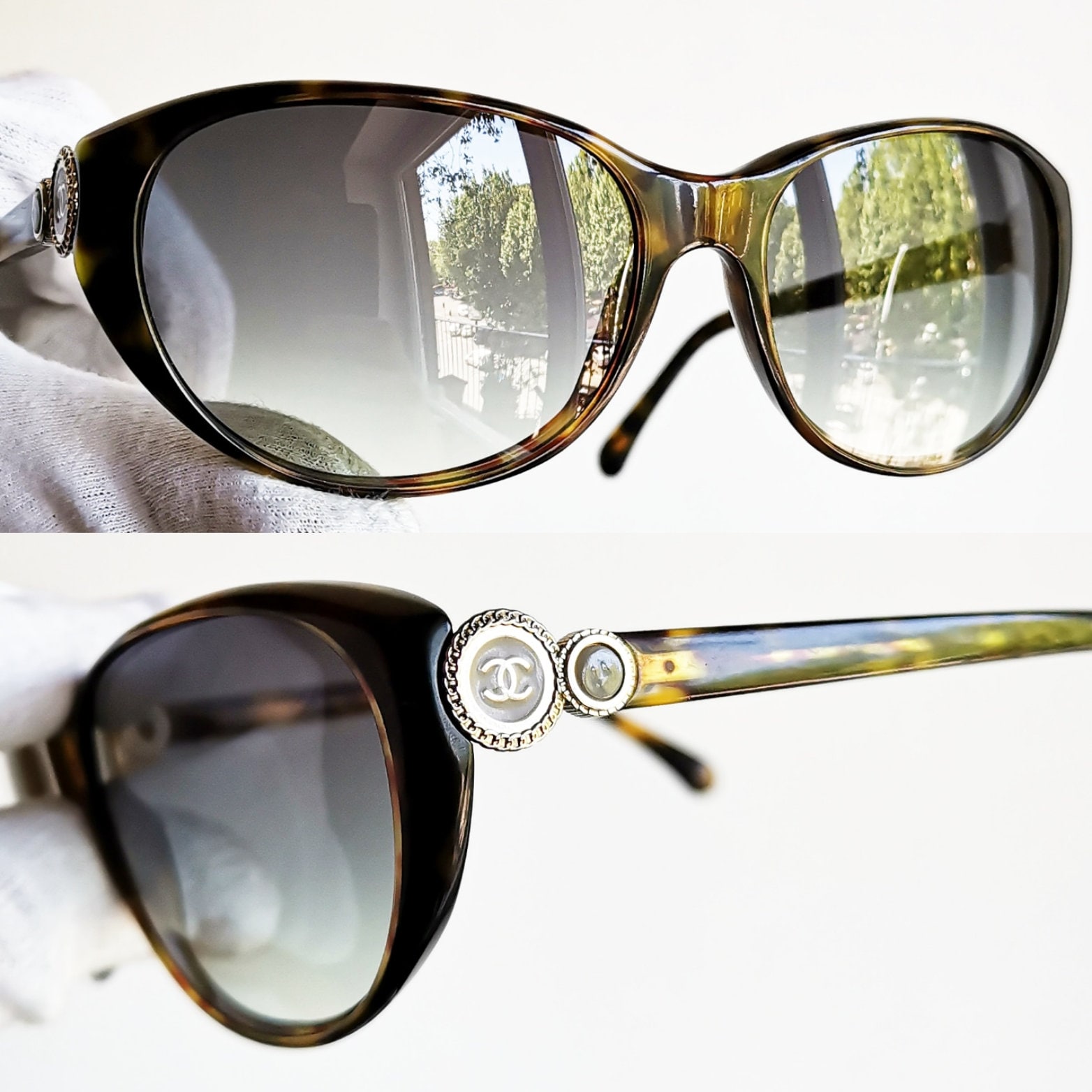 CHANEL Vintage Sunglasses Cateye Tortoise Brown Designer