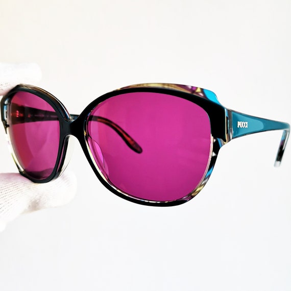 EMILIO PUCCI round sunglasses rare squared blue m… - image 2