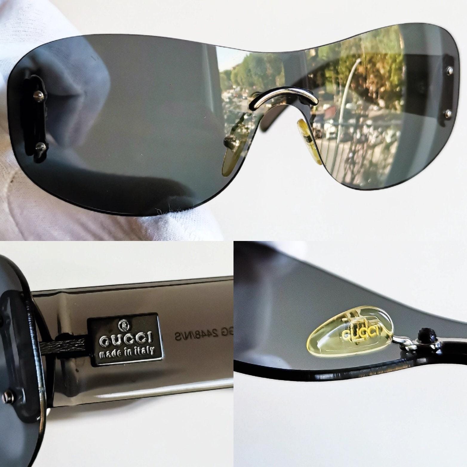 GUCCI Vintage Sunglasses Rare Gray Silver Clear Mask GG2448