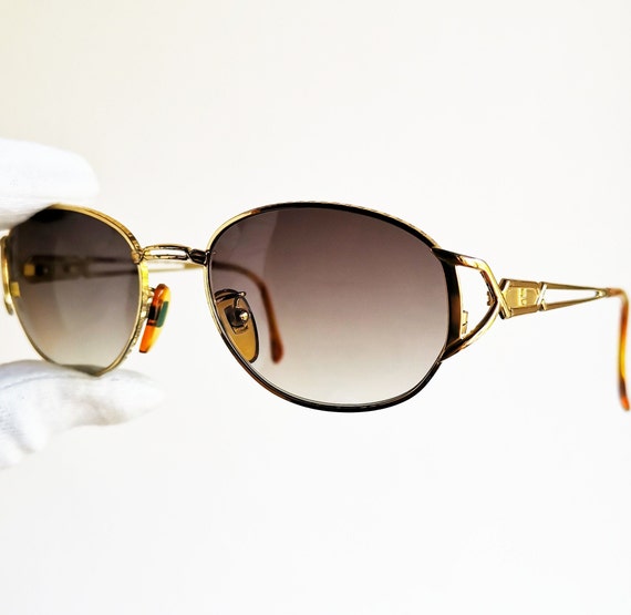 FENDI Vintage Sunglasses Oval Gold VL7045 Lighting Bolt 90s  display picture 3