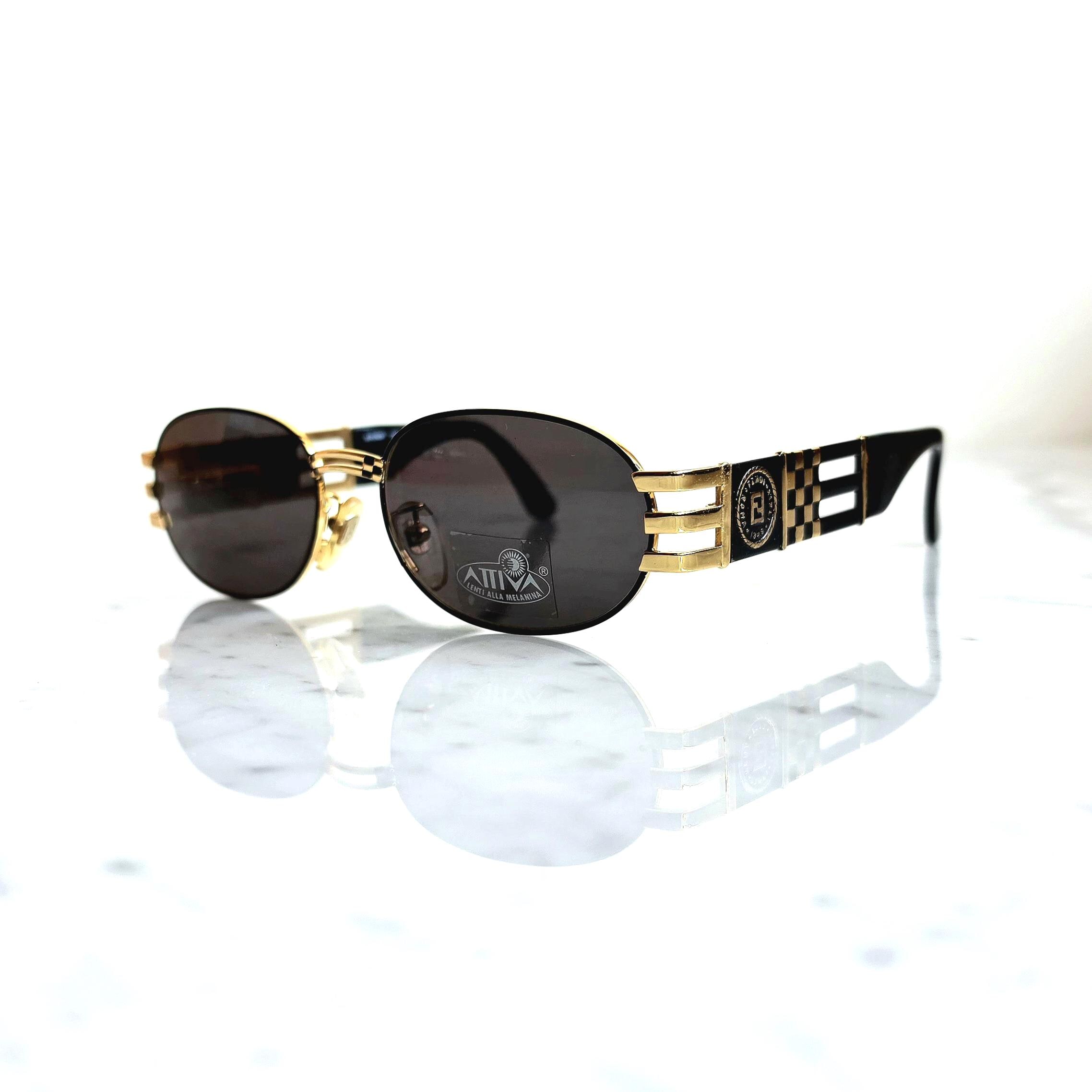 【FENDI】 メタルゴールドロゴ Vintage Sunglasses FENDI Vintage Sunglasses Oval Gold Orange SL7035 Quavo Huncho