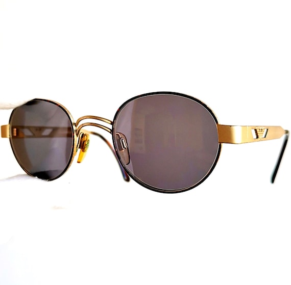 ARMANI Vintage Sunglasses Round Gold Eagle Giorgio Emporio Brown