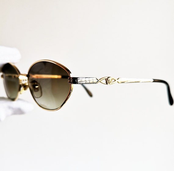 VERSACE small vintage sunglasses rare oval silver… - image 1