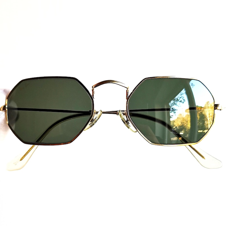 Occhiali da sole RAY BAN vintage made in Usa B&L esagonale ottagono oro w1535 montatura immagine 1