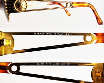 FENDI Vintage Sunglasses Rare Oval Gold FS300 Round Tupac