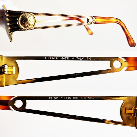 FENDI vintage sunglasses oval gold FS300 Offset safet… - Gem