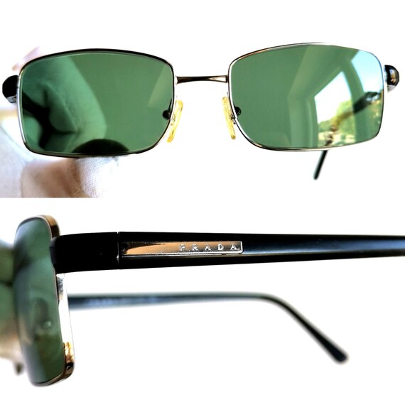 PRADA vintage sunglasses square rectangular silve… - image 3