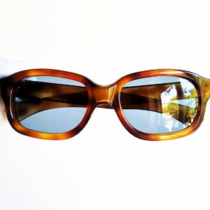 PIERRE CARDIN vintage sunglasses rare tortoise brown France frame oval square C-20 new blue lens straight arms 60s 70s 80s Johnny Depp Migos