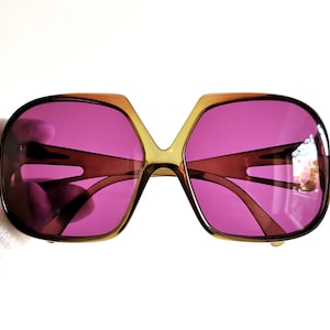 Lunettes de soleil vintage PERSOL RATTI rares de style Français carré oversize grand nouveau verre violet, teinte étrange, cadre masque Lady Gaga Rihanna boho des années 60, 70, 80