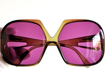 PERSOL RATTI vintage sunglasses  French style square oversize big new purple lens odd shade Lady Gaga Rihanna mask frame boho 60s 70s 80