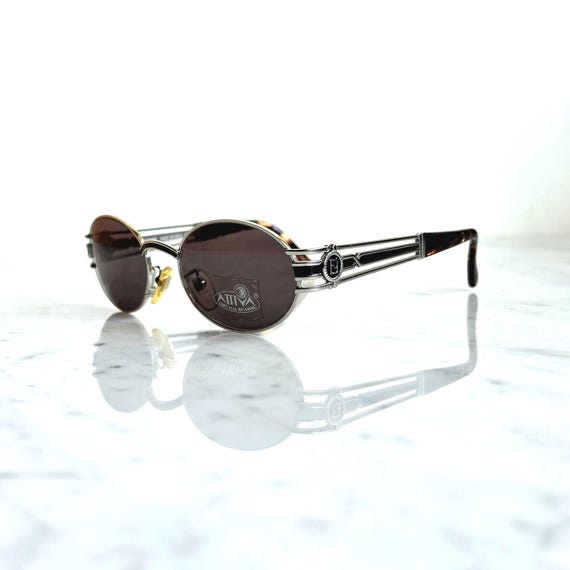 FENDI Vintage Sunglasses Oval Silver Tortoise Brown SL7031 Goth