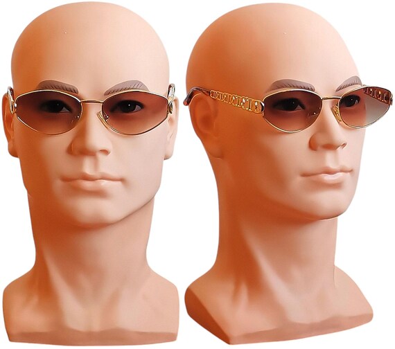 DIOR Vintage Sunglasses Rare Oval Gold Logo Braided Engraved