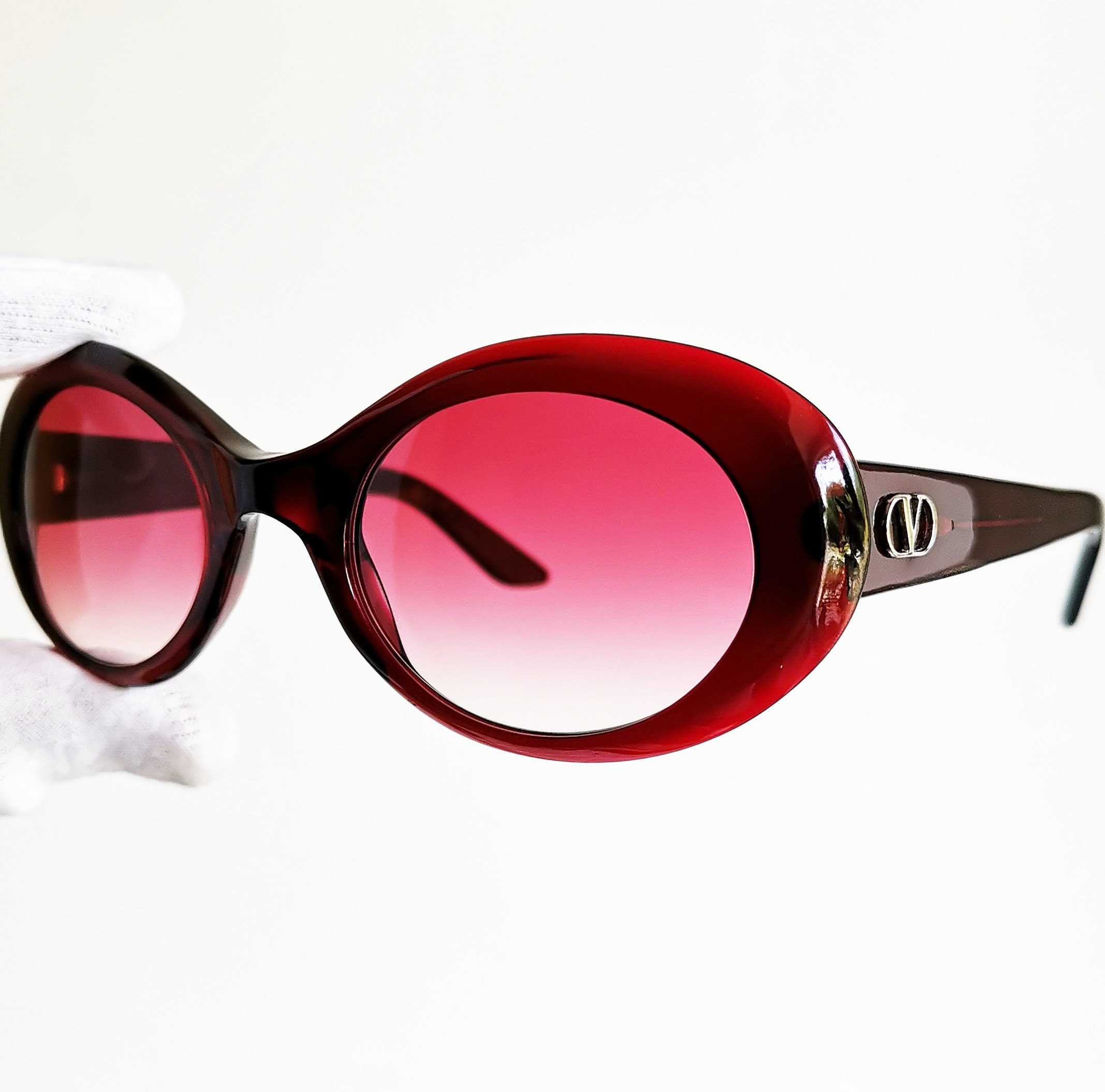 VALENTINO Vintage Sunglasses Rare Oval Mask Red Clout Goggles | Etsy Hong  Kong