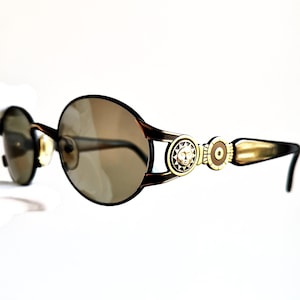 SUNSWEET vintage sunglasses black gold oval round rare 1277 frame Tupac Biggie Migos Rihanna designer aztec sun Kylie Jenner Bella Hadid 90s
