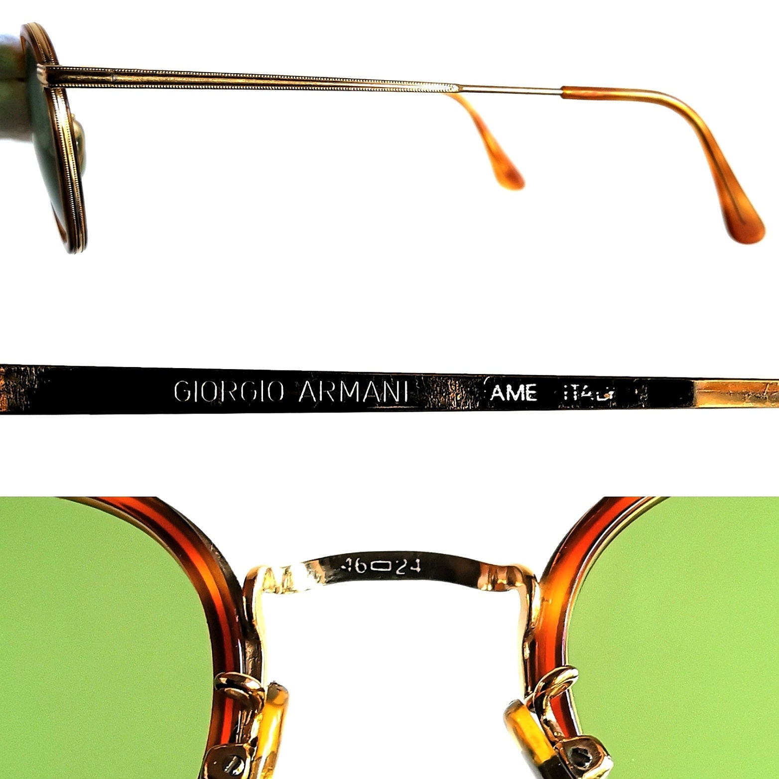 GIORGIO ARMANI Vintage Sunglasses Gold Round Tortoise Brown  display picture 1