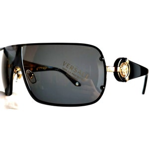 VERSACE vintage sunglasses black gold medusa square rimless wrap polarized lens mask Gianni 2126 Migos 2Chainz Rihanna Lady Gaga new NOS y2k