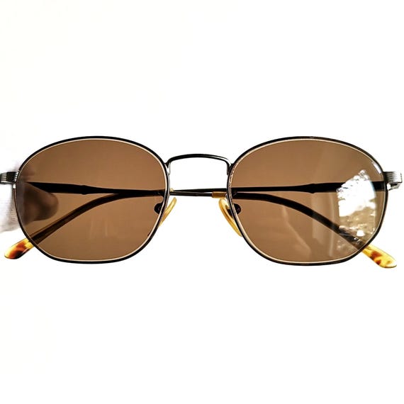 RALPH LAUREN Oval Sunglasses Vintage Squared POLO Silver Brown