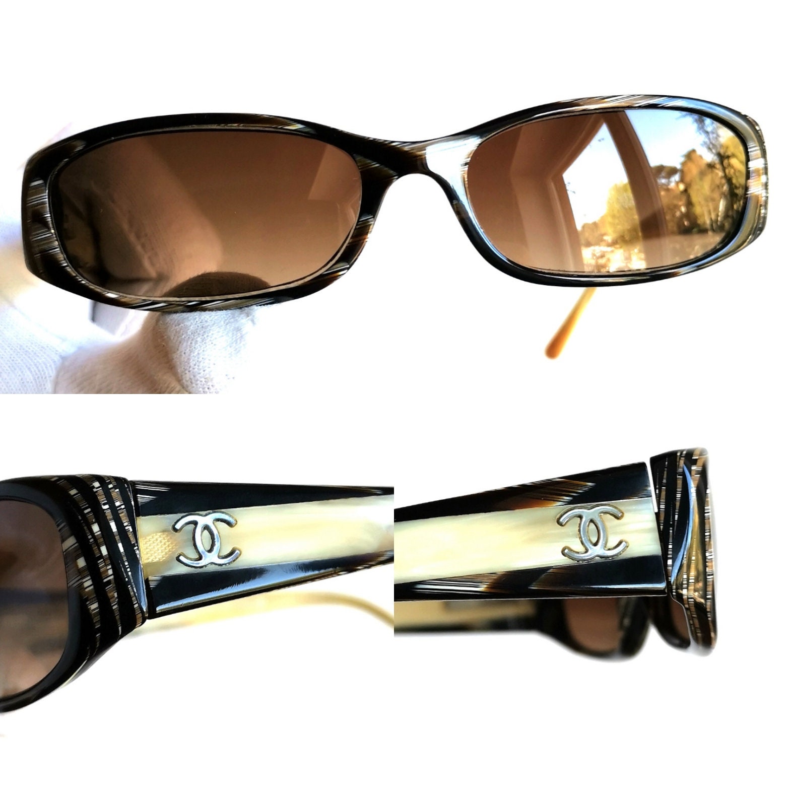 VINTAGE CHANEL リムレス オーバル サングラス ブラウン 61ENZMRFpQL.jpg