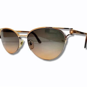 VERSACE vintage sunglasses rare gold round oval strass rhinestone iced brown cateye Gianni 1202-B Migos designer diamond medusa new lens 90s