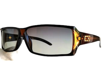 GUCCI vintage sunglasses oval light brown orange gold rectangular wrap 2515/S frame 90s y2k