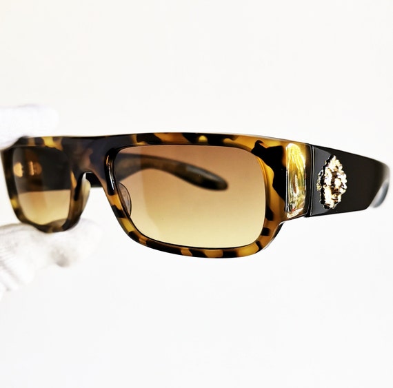 VERSACE vintage Sunglasses rare black gold lion h… - image 2