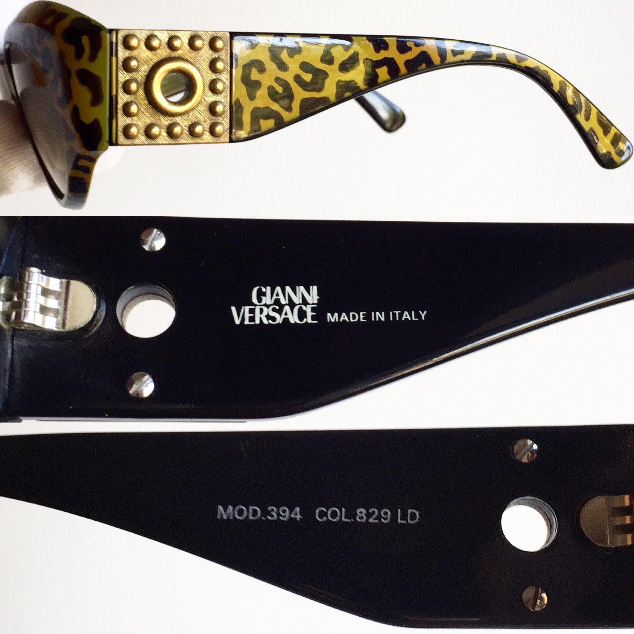 VERSACE Vintage Sunglasses Leopard Cheetah Jaguar Print 