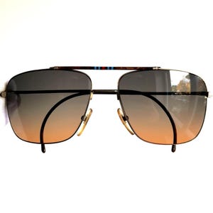 MARTINI RACING by Lozza vintage sunglasses square aviator gold brown pilot Linea Rally Acropolis frame 70s 80s 90s new gray orange lens NOS