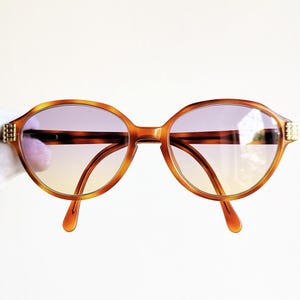 YVES SAINT LAURENT vintage sunglasses Ysl rare oval gold studs tortoise brown clear 52-16 frame Migos 2Chainz New purple yellow lens 80s 90s