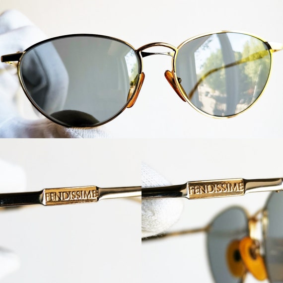 FENDI vintage Sunglasses rare oval gold FENDISSIME 56… - Gem