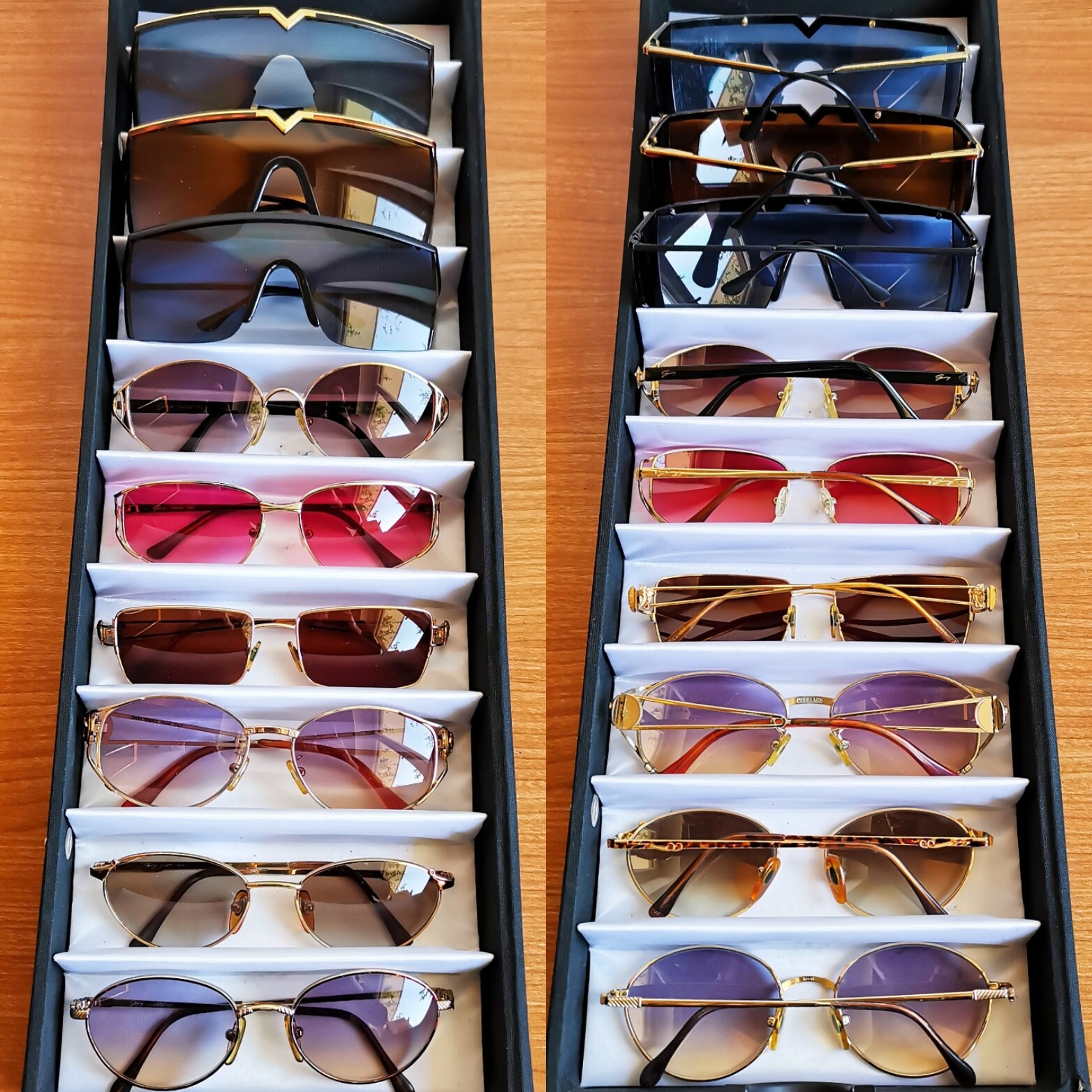 VERSACE Vintage Sunglasses White Silver Wrap Medusa Greek Key