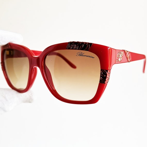 BLUMARINE vintage sunglasses rare square mask red… - image 2