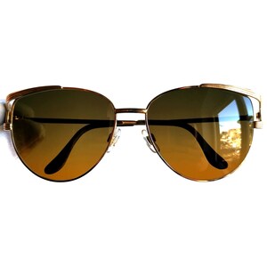 YVES SAINT LAURENT vintage Sunglasses gold brown aviator Ysl 4003 Migos Rihanna Kylie Jenner Bella Hadid oversize frame gray orange lens 90s