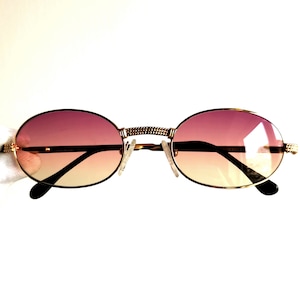 TIFFANY 23Kt Gold Plated sunglasses vintage filled frame oval TJ53 Migos designer Rihanna Lady Gaga Bella Hadid new pink yellow lens NOS 90s