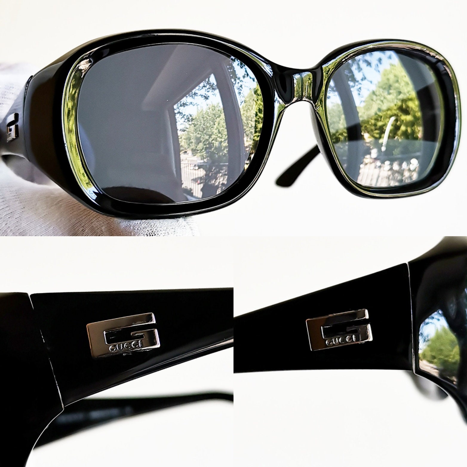 GUCCI Vintage Sunglasses Black Square Moda GG2433/S Frame Wrap