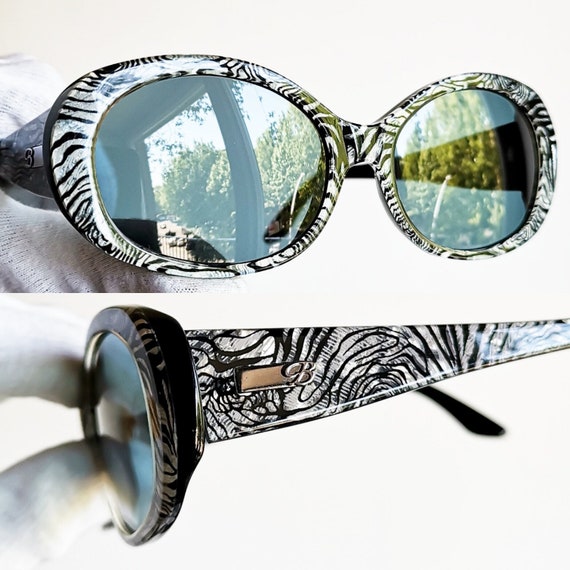 BLUMARINE vintage sunglasses rare oval Yeezy zebra