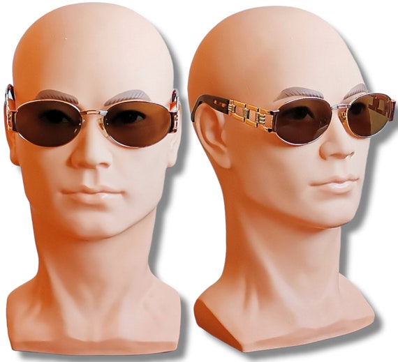 美品✨FENDI Sunglasses Gold Vintage Y2K 00s FENDI Vintage Sunglasses Oval Gold Orange SL7035 Quavo