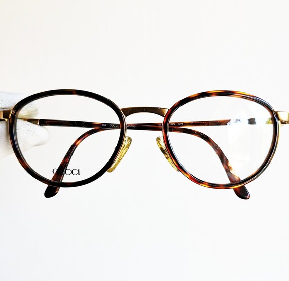 GUCCI vintage Eyewear rare eyeglasses oval gold t… - image 1