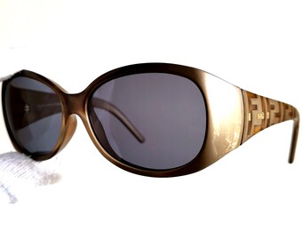 FENDI Vintage Sunglasses FF Monogram Pattern Golden Oval FS407